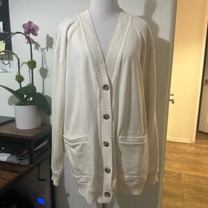NWOT Natural Reflections Womens Cardigan Sweater Ivory XSmall Button Front Knit